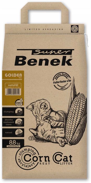 Żwirek dla kota Super Benek Corn Cat Golden Kukurydziany Gruby 14L