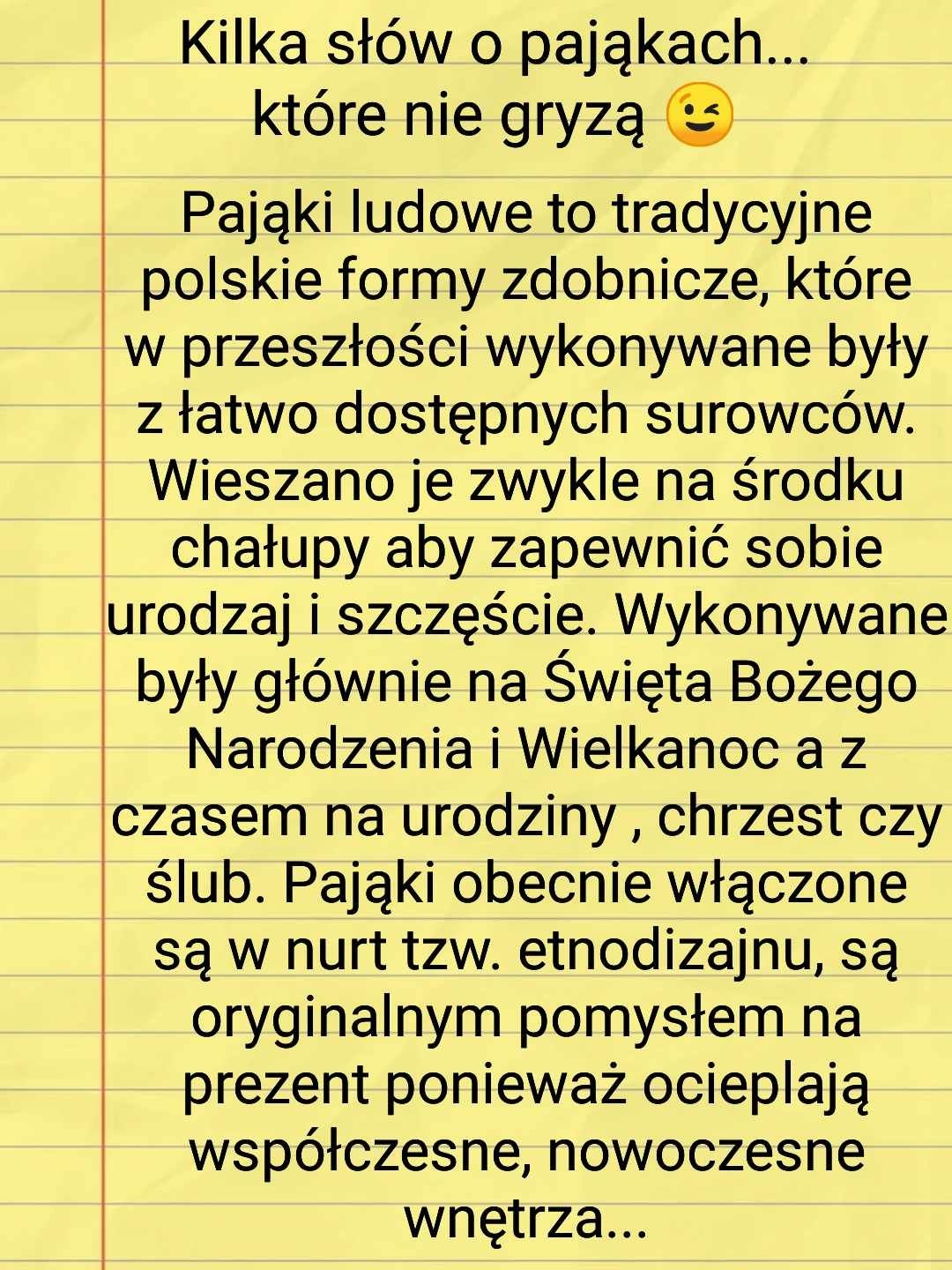 Pająk ludowy z bibuły i słomek rękodzieło