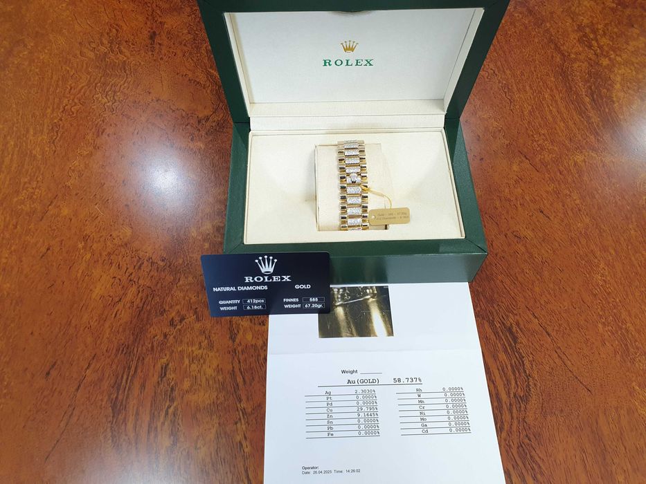 ZŁOTA BRANSOLETKA 585 Waga-67.1 gr.Z Diamentami-412szt,Ręcznie Robiona