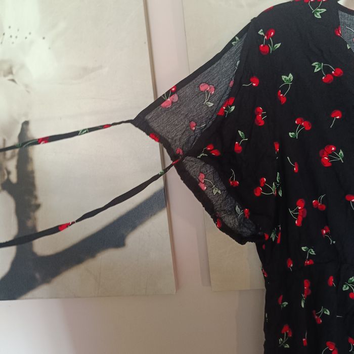 Nowa sukienka plus size, wisienki, jedwab