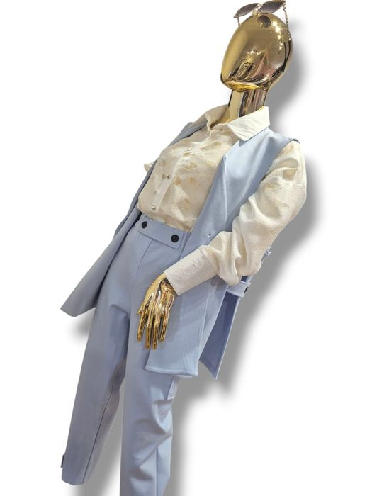 Komplet damski błękitny kamizelka i spodnie Manilla rozmiar uniwersaln