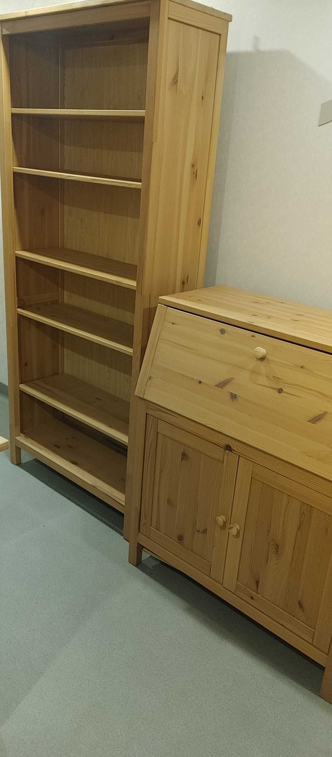 Regaly IKEA LEKSVIK- HEMNES-witryna-drewno-sekretarzyk