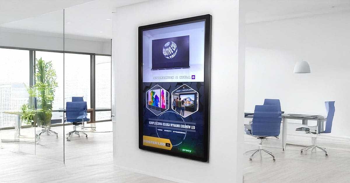 Monitor reklamowy do lokalu w obudowie ze szkłem hartowanym + Montaż