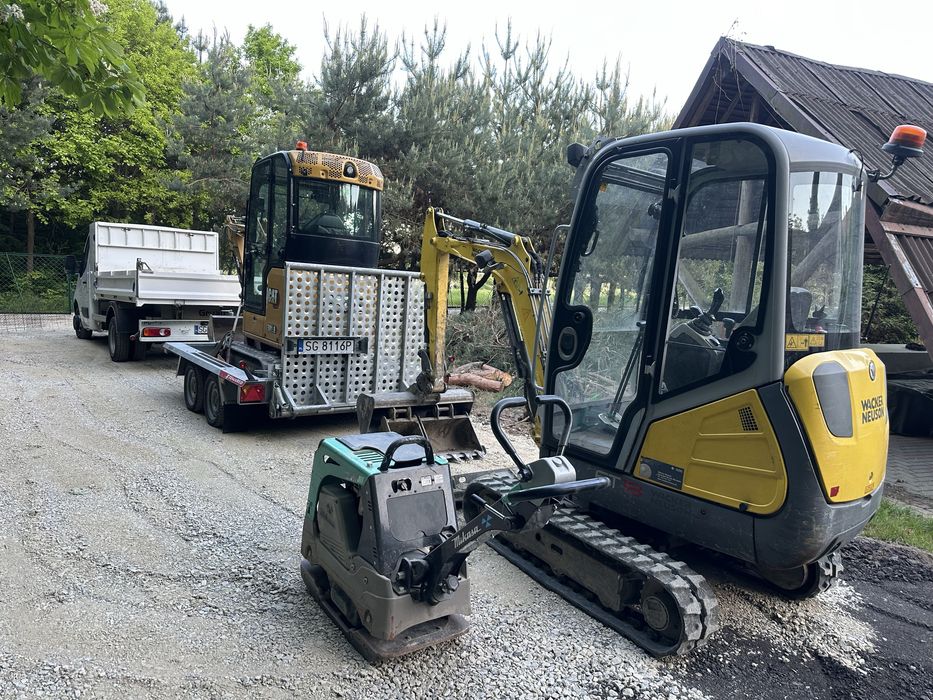 Usługi minikoparką, wynajem minikoparki, roboty ziemne, przyłącza