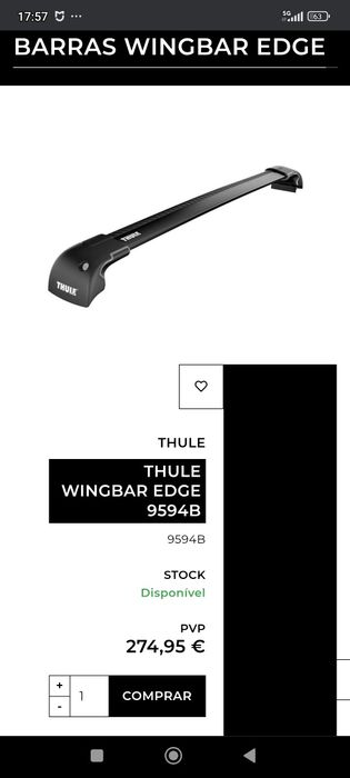 Barras thule wingbar edge 9594