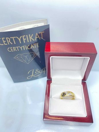 piękny złoty pierścionek z diamentami p750 3,55g