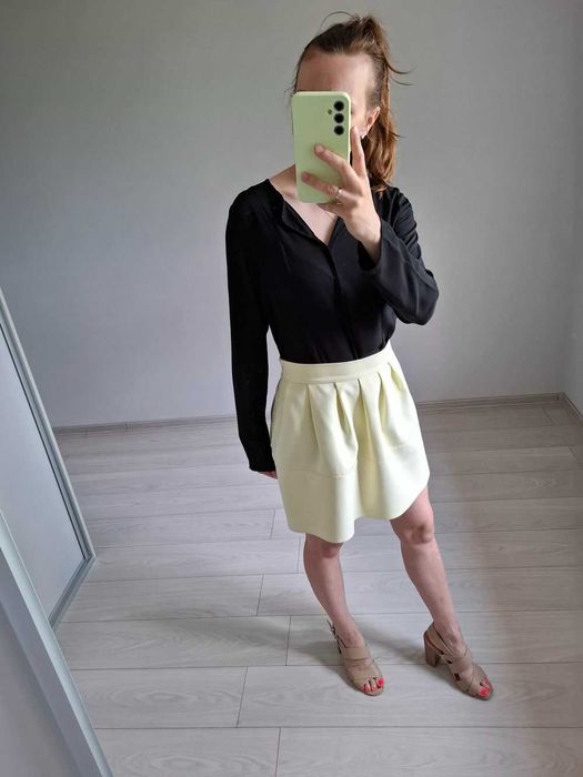 Bluzka koszulowa czarna mgiełka koszula oversize casual S 36 M 38 L 40