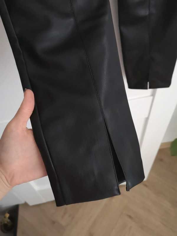 Zara skórzane spodnie legginsy czarne basic S 36 nowe z metkami