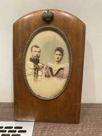 Старинная рамка для фото 1872 г бронза, стекло, дерево
