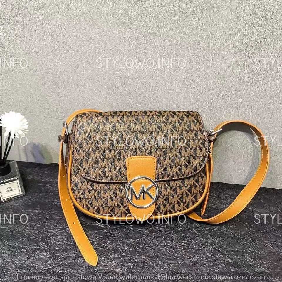 Torebka Hourglass Michael Kors Grafit Brazowa malutka monogram