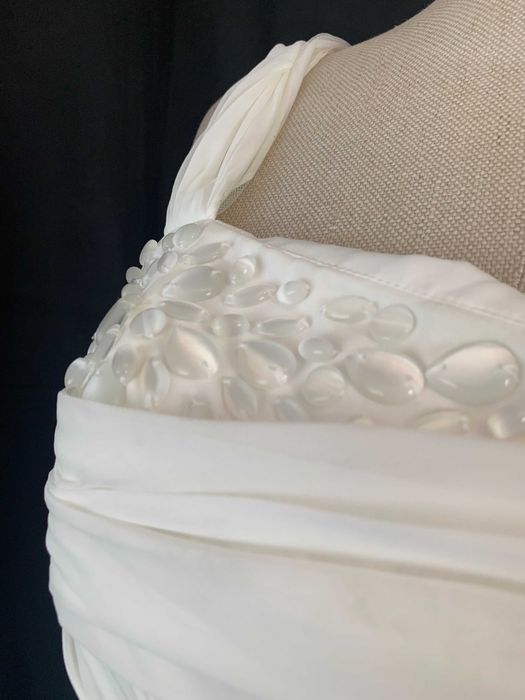 Nowa Zjawiskowa suknia ślubna ivory drapowana 40 L muślinowa klasyczna