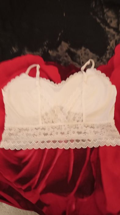 Top koronkowy kremowa biel L