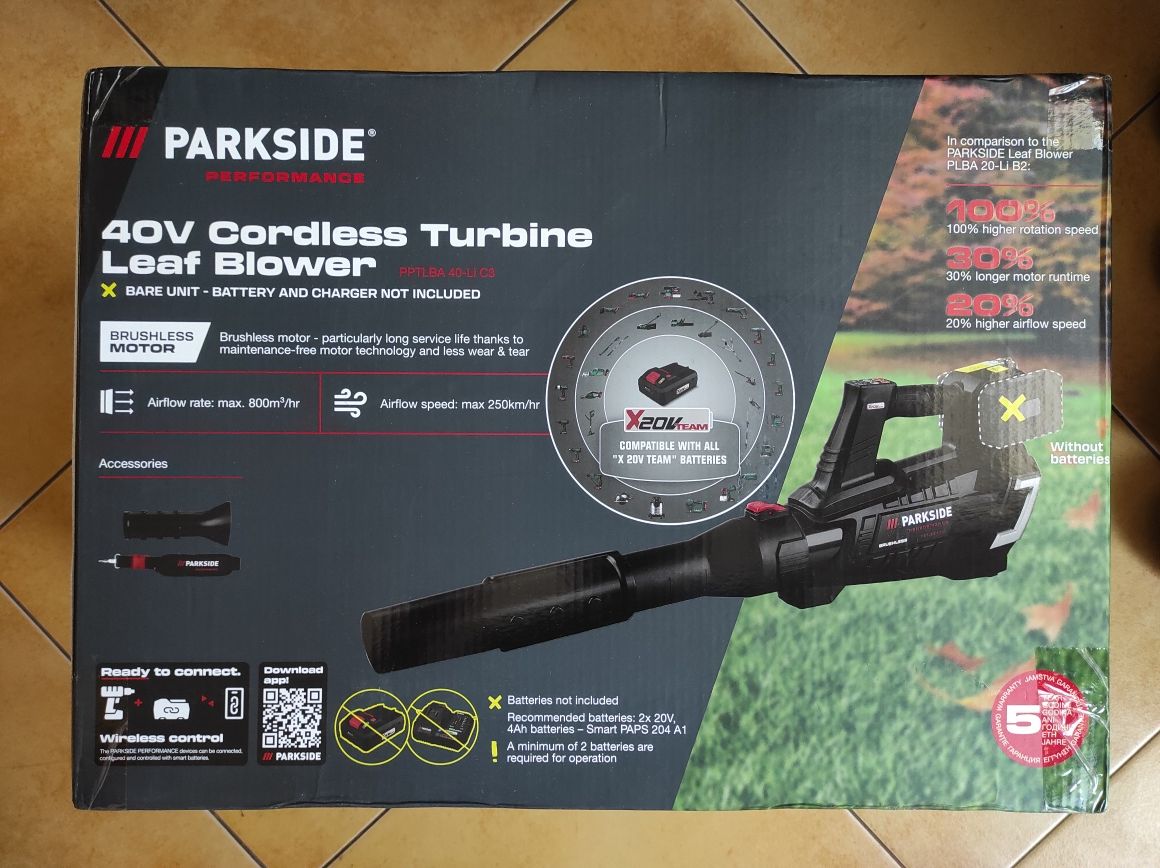 НІМЕЧЧИНА Дуйка садова для листя акумуляторна Parkside PPTLBA 40-Li C3