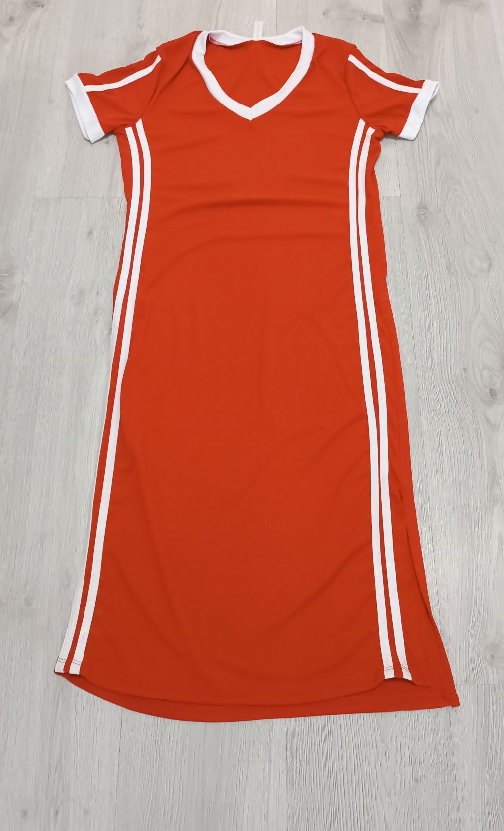 Sukienka prążek uni na S M L xl paski czerwona