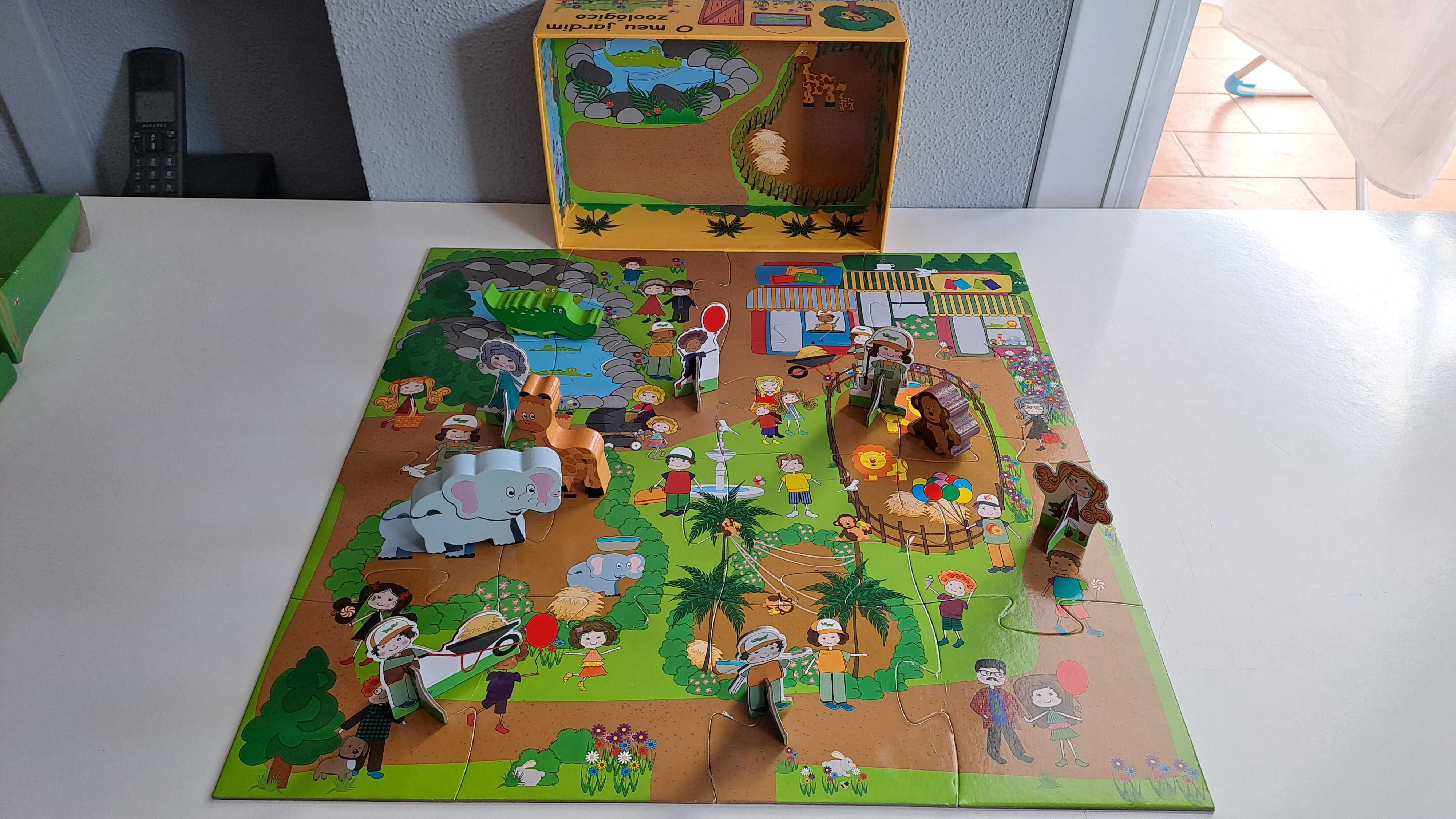 caixa de atividades - o meu jardim zoológico - Livro, puzzle e bonecos