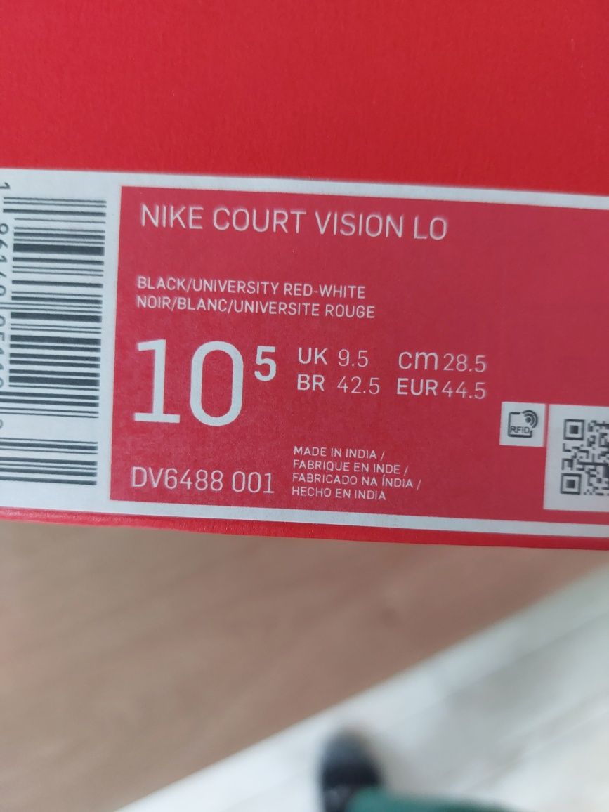 Nike court Vision Low męskie czarno-czerwone 44,5