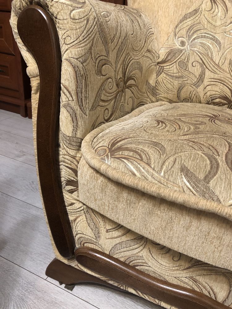 KOMPLET sofa wersalka i fotel ludwik