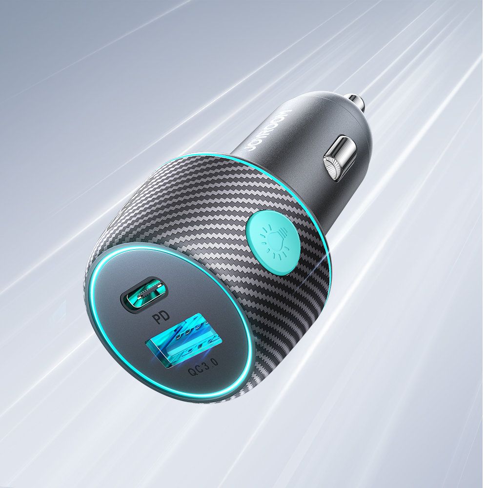 ładowarka samochodowa 60w pd usb-c usb-a czarna