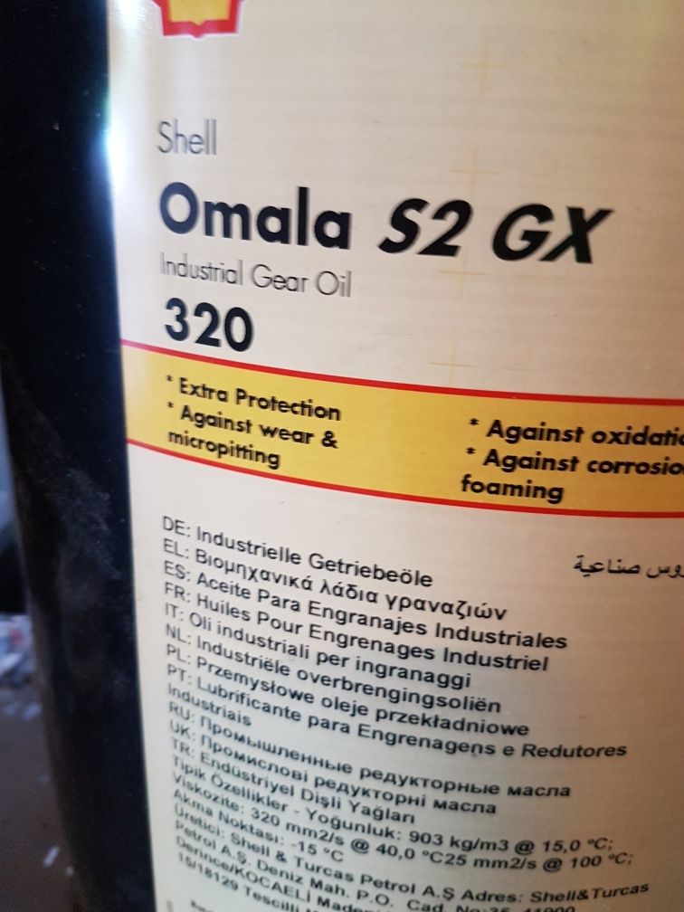 Olej  hydrauliczny przekładnie omala s2  shell