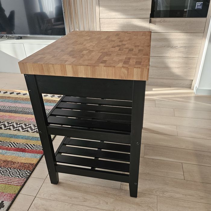 Wyspa kuchenna czarny/dąb 79 x 62,5 x 90