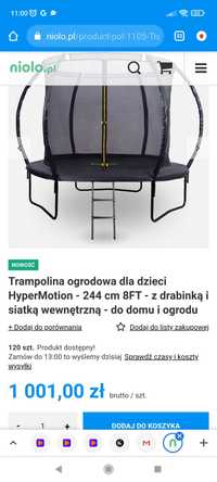 Trampolina ogrodowa dla dzieci HyperMotion - 244 cm 8FT - z drabinką