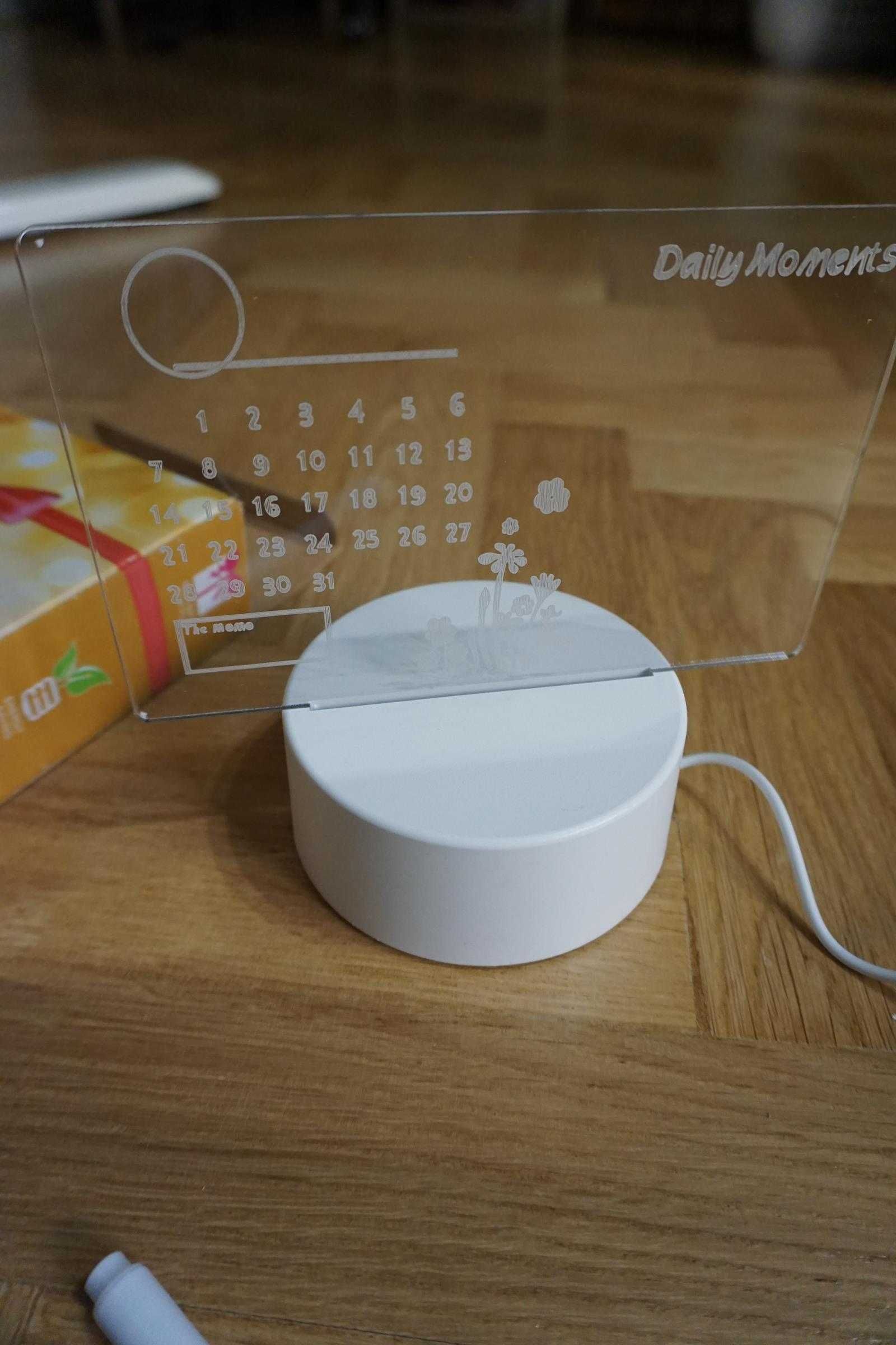 lampka LED USB kalendarz do pisania na notatki nocna biurko organizer
