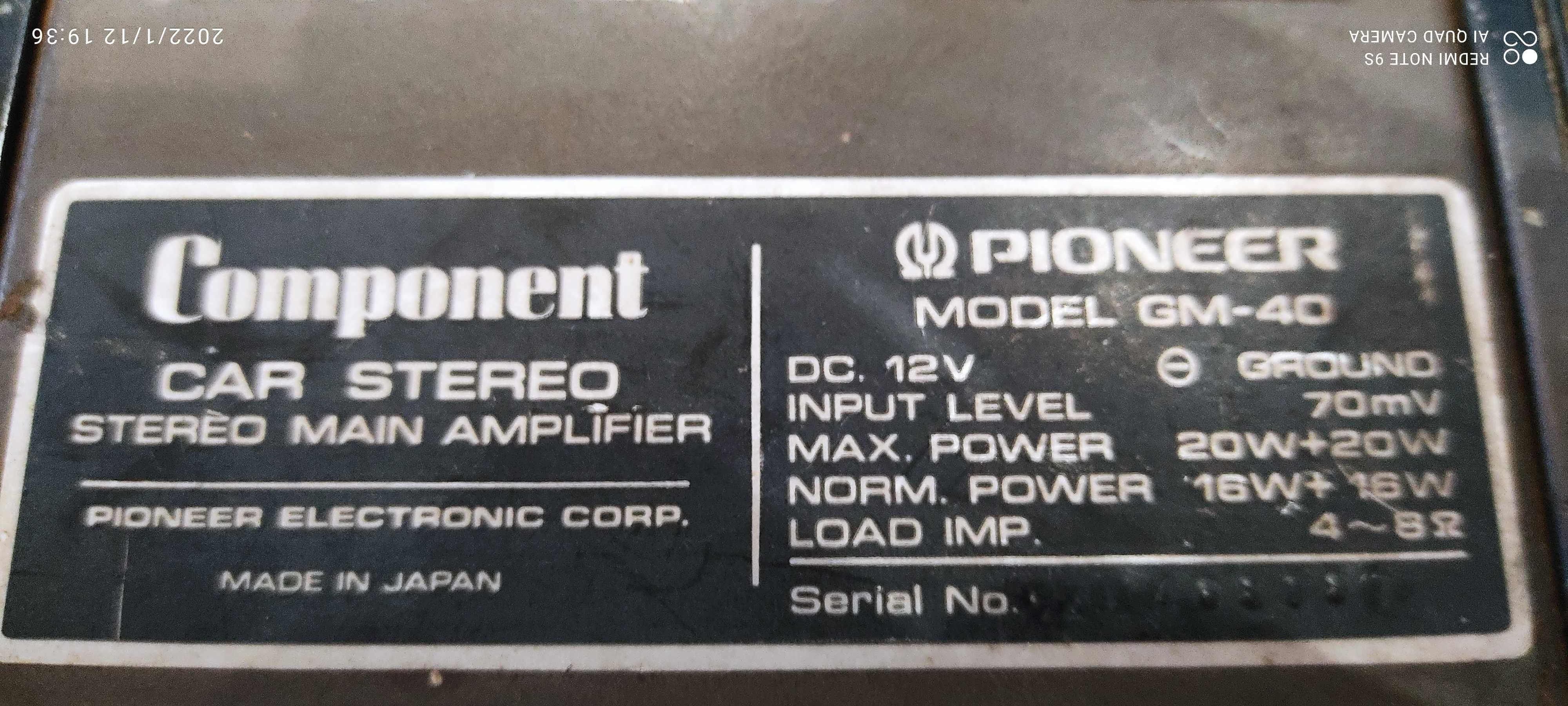 Вінтажні Pioneer Component підсилювач GM-40 & кассетна дека KP-66G.
