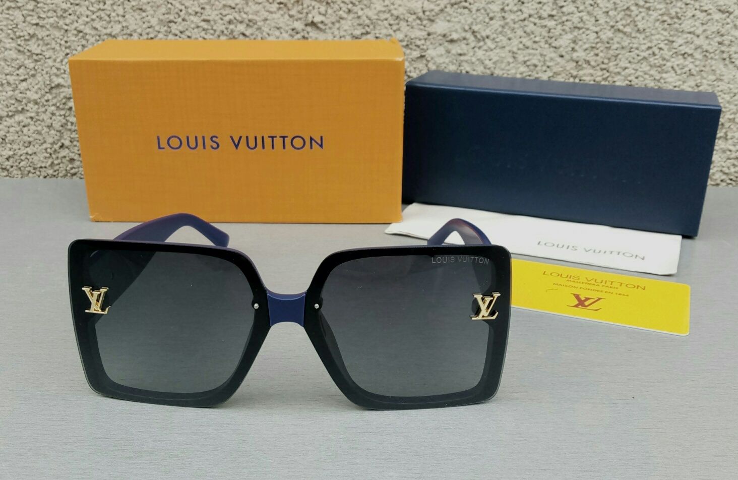 Louis Vuitton большие модные женские очки синие линзы черные
