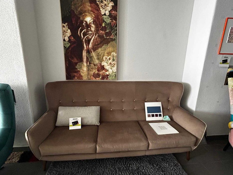 Sofá em tecido 3 lugares - bege escuro NOVO A ESTREAR