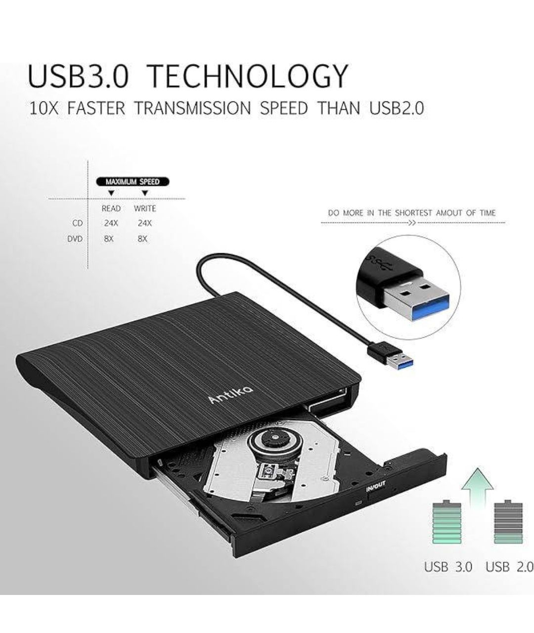 Портативний кардридер Antika DVD-RW LT801 з зовнішнім CD-приводом USB