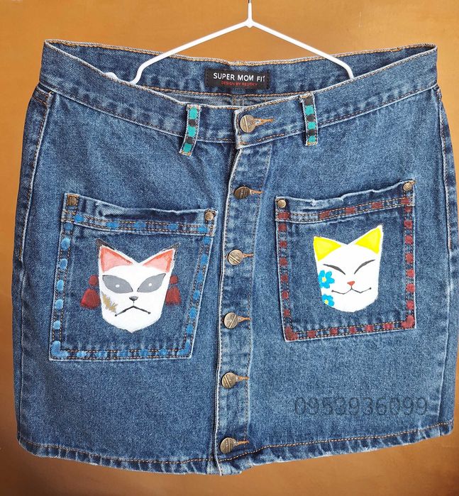 Спідниця джинсова з ручним розписом