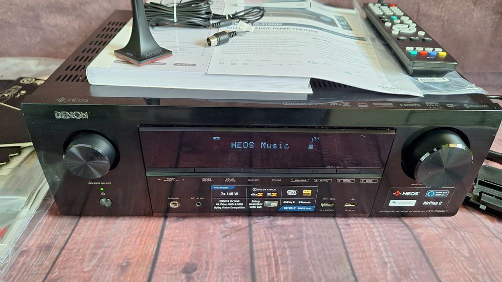 7.2 Denon AVR-X1600 Wi-Fi BT Heos 4K60p eARC DSD Spotify Atmos Vision