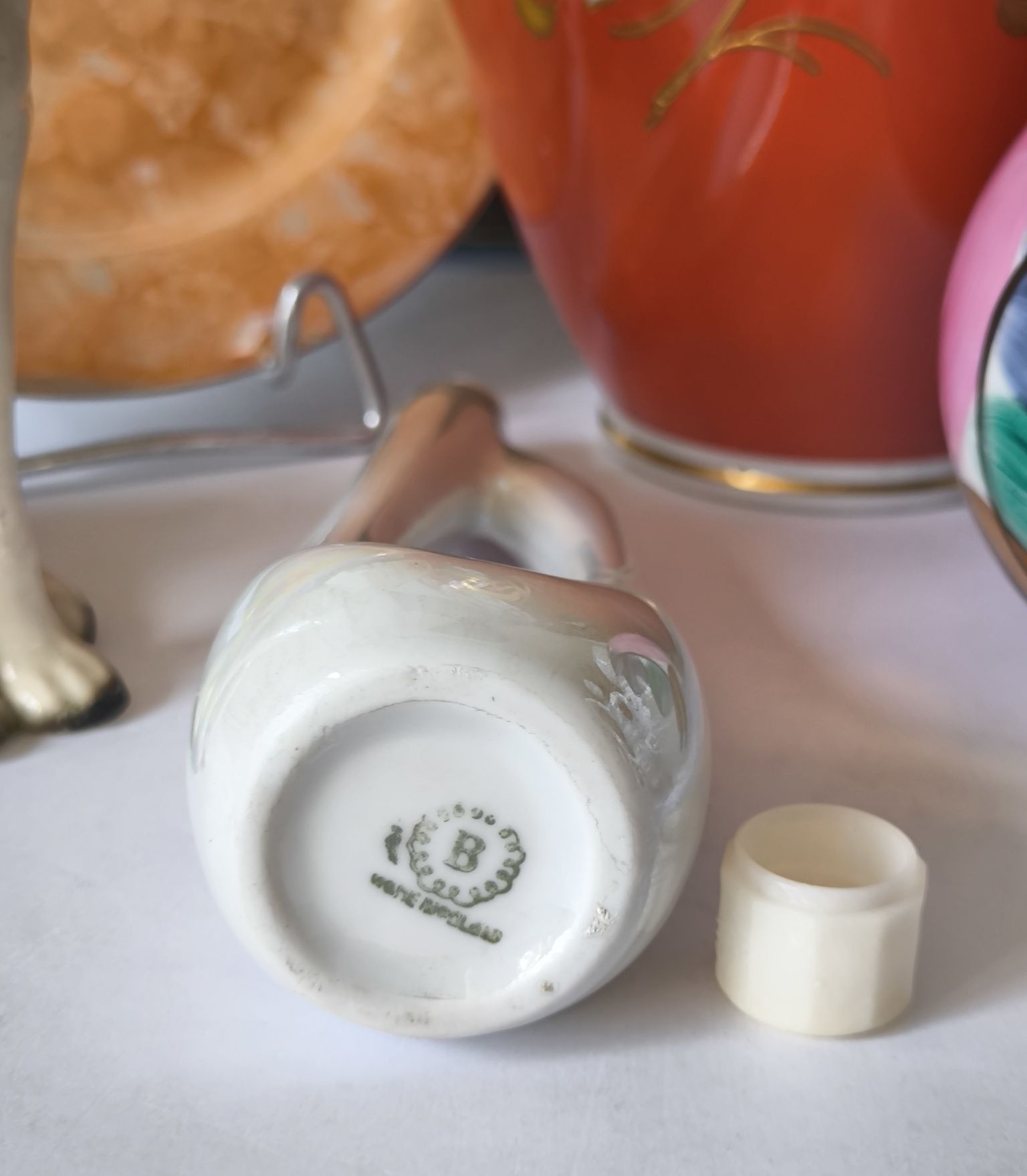 Butelka na perfumy perfumetka flakon Bogucice piękna stara porcelana