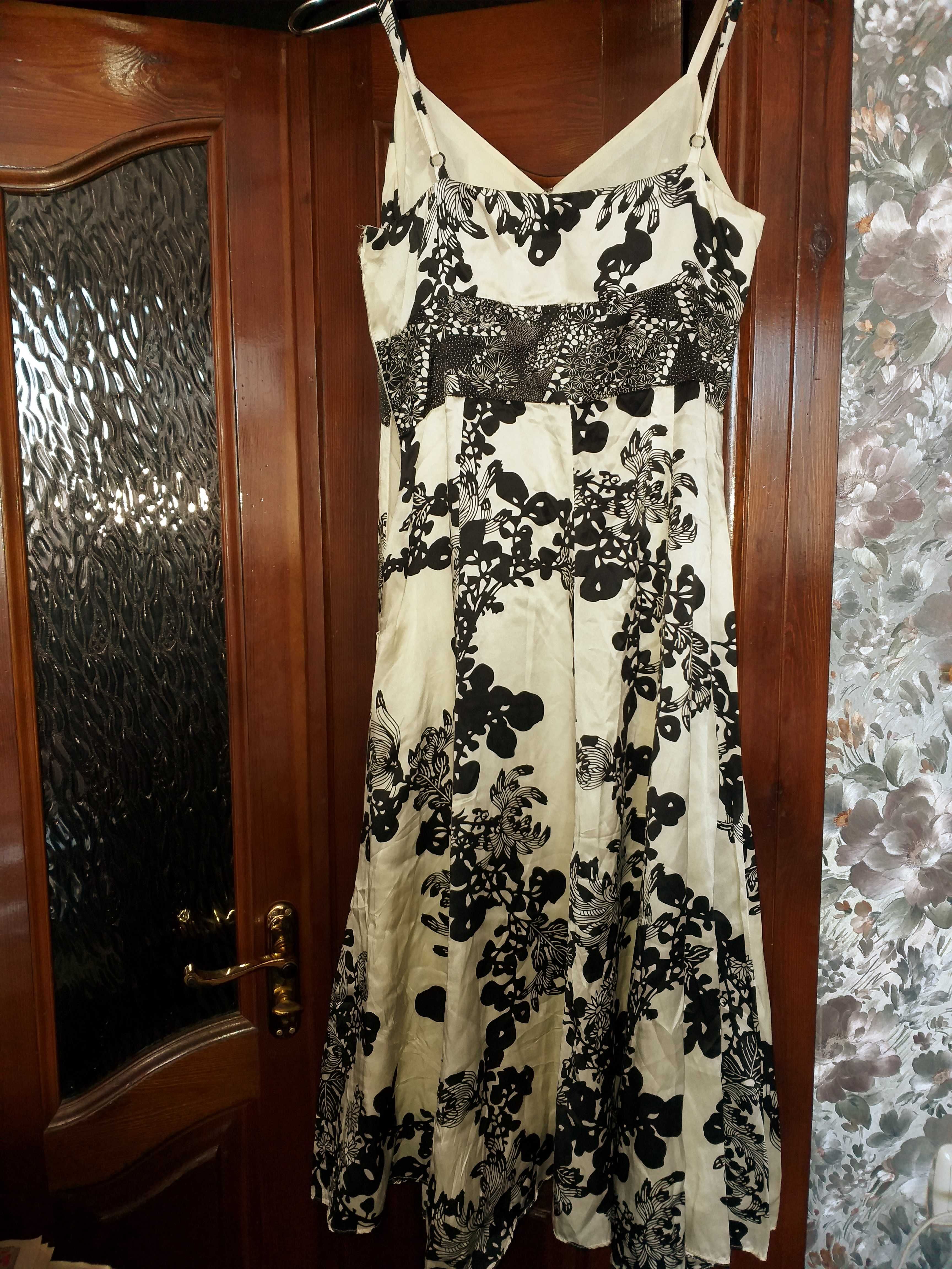 Очень нарядное платье миди, сарафан из 100% натурального шелка
