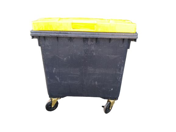 Używane pojemniki na odpady 1100l grafit z żółtą kubeł kosz śmieci