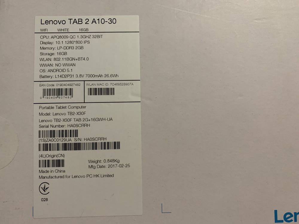 Планшет lenovo tab2 a10-30 на детали