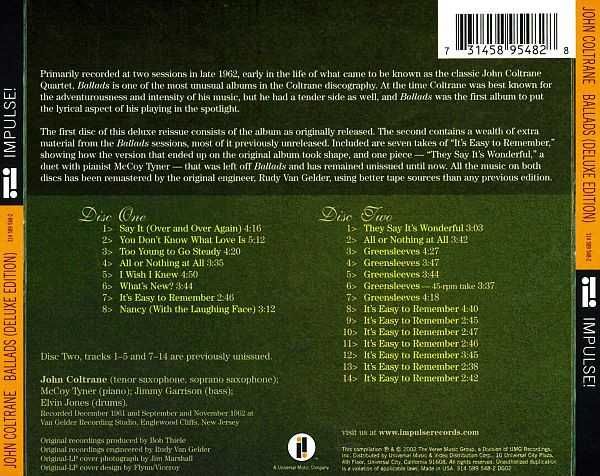 John Coltrane   ЗАПЕЧАТАН	Ballads (Deluxe Edition)	2	CD	Impulse!