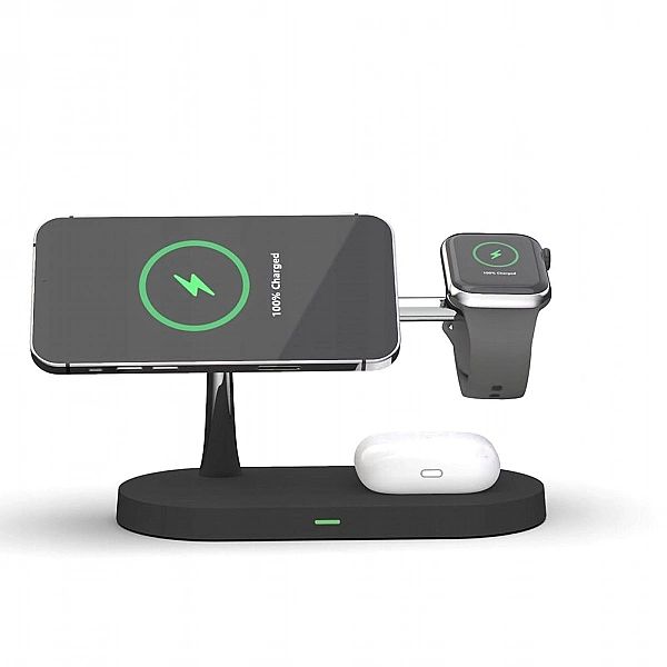 Bezprzewodowa ładowarka 3w1 MagSafe stojąca do iPhone i Apple Watch