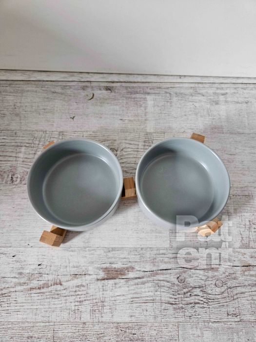 Miski ceramiczne dla psa kota zestaw 2 sztuki x 400 ml szare
