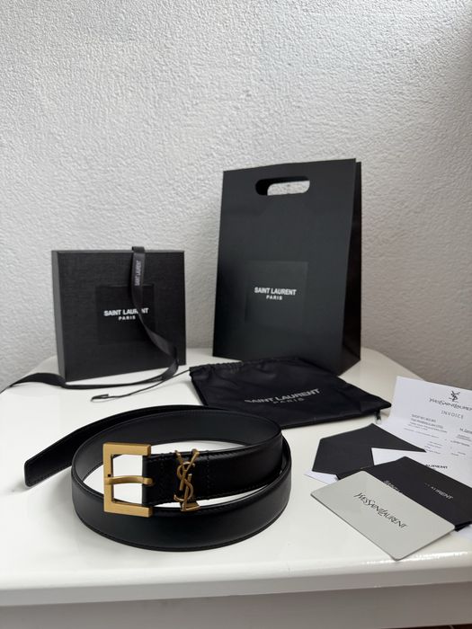 Ремінь YSL шкіра Yves Saint Laurent пасок пояс ремень кожа