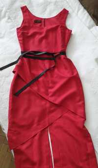 Massimo Dutti piękna czerwona długa sukienka S