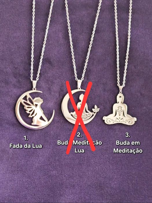 Colares Fada e Buda em aço inoxidável