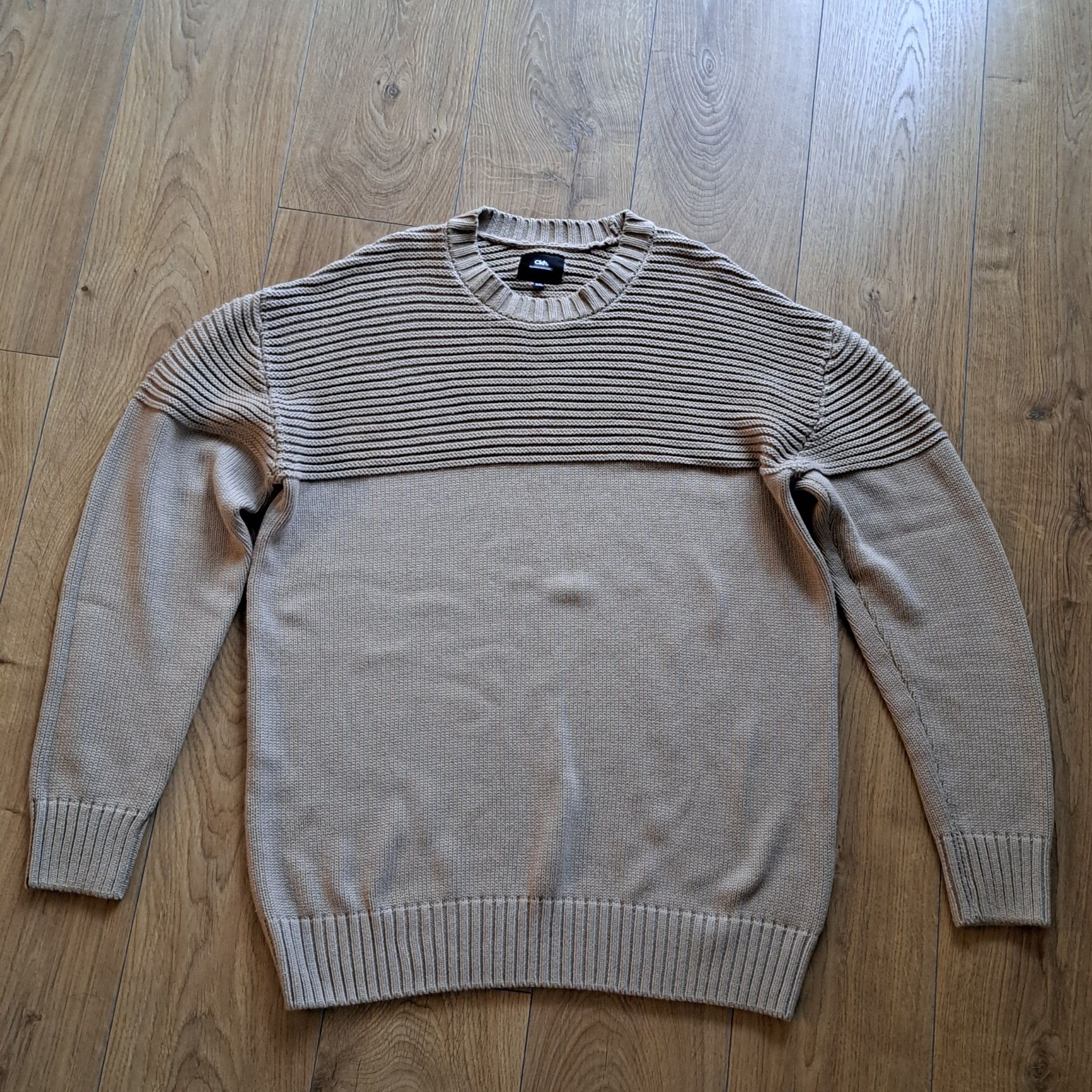 Beżowy sweter męski C&A Clockhouse XXL – gruby splot, modny fason