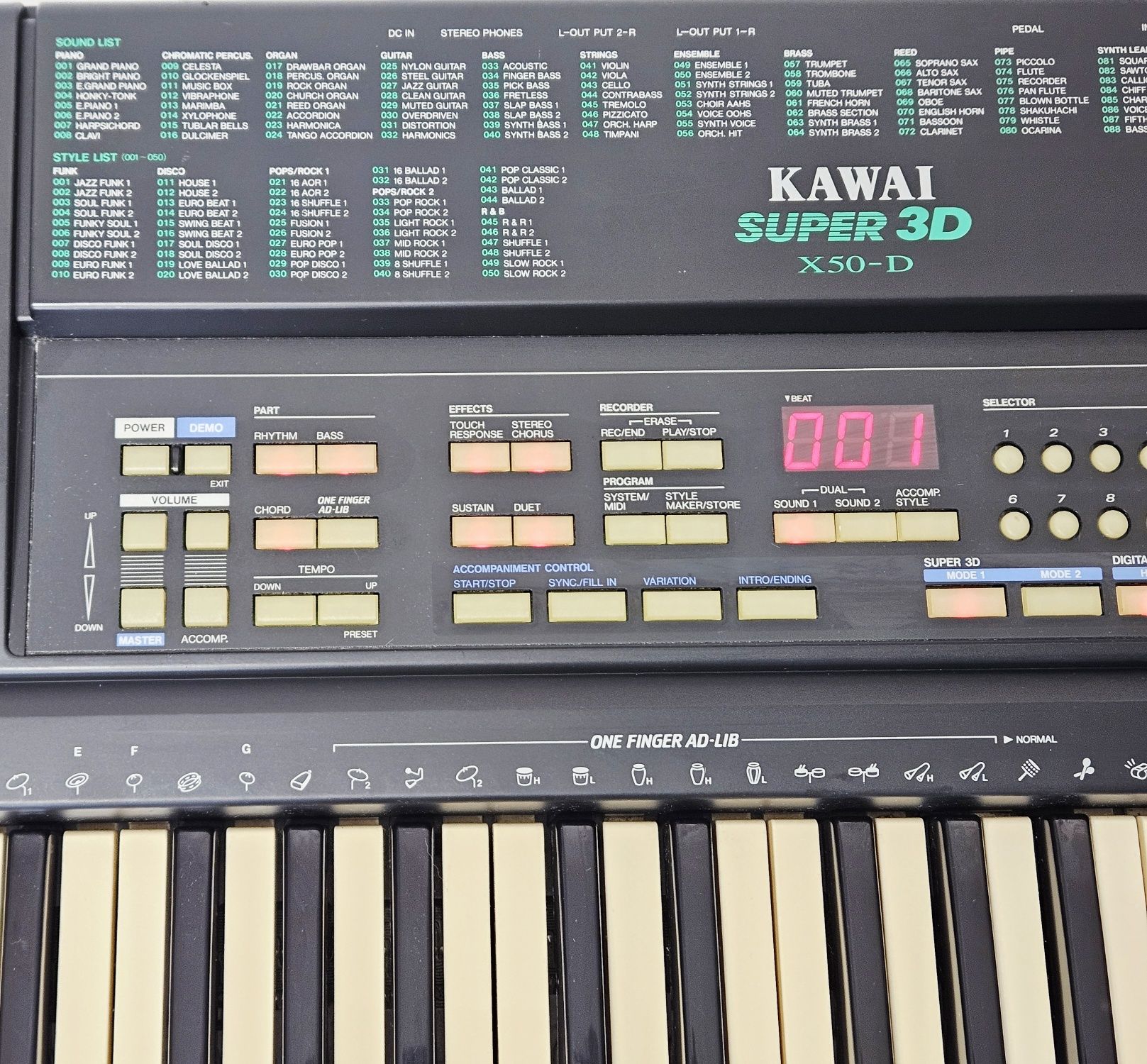 Japoński keyboard Kawai Super 3D X50-D, Dynamiczna klawiatura