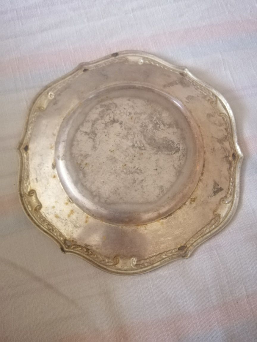 Блюдце тарелка подставка мельхиор 15 см, СССР