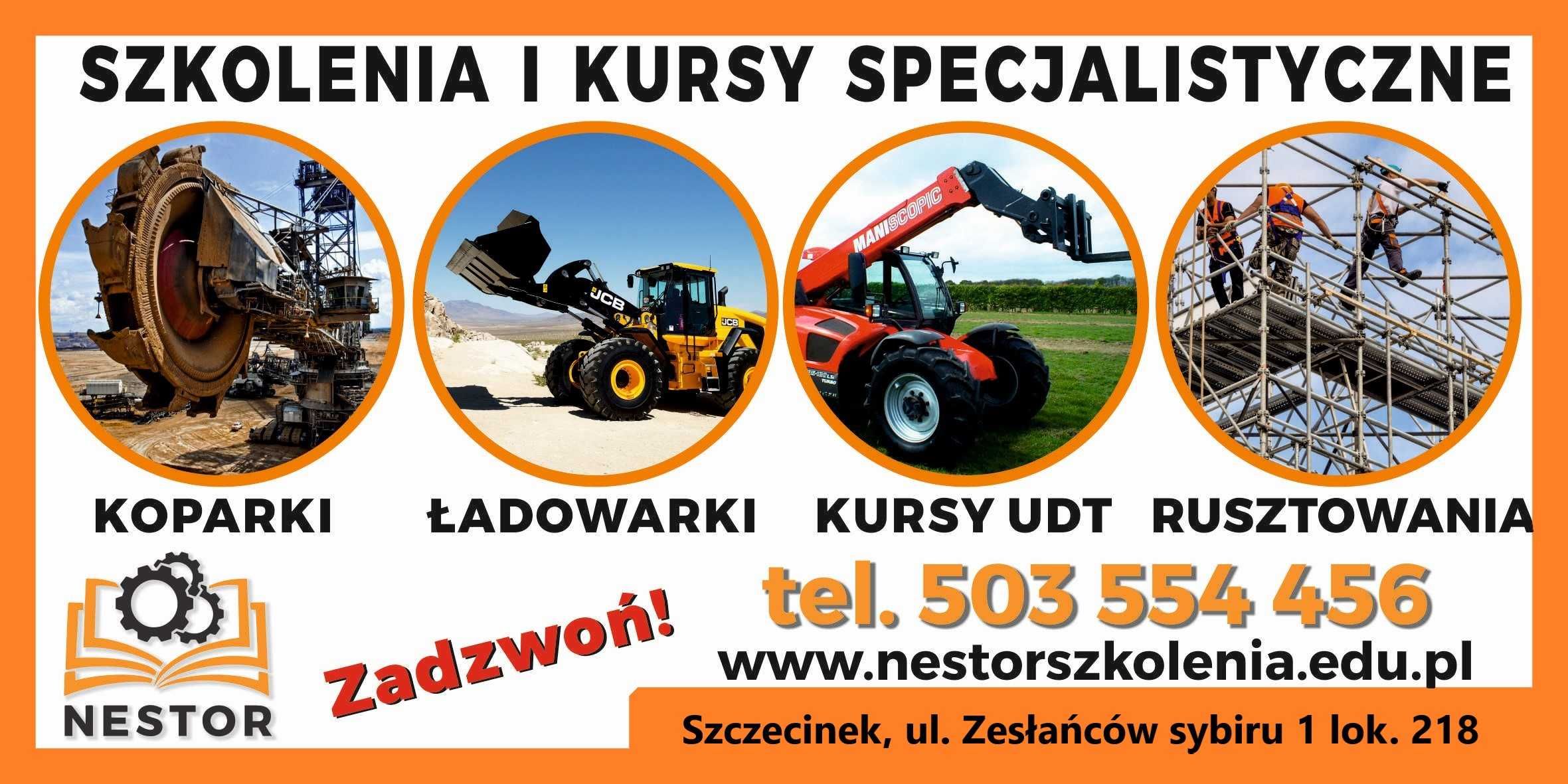 Kurs na koparki, walce, ładowarki, wózki, podesty