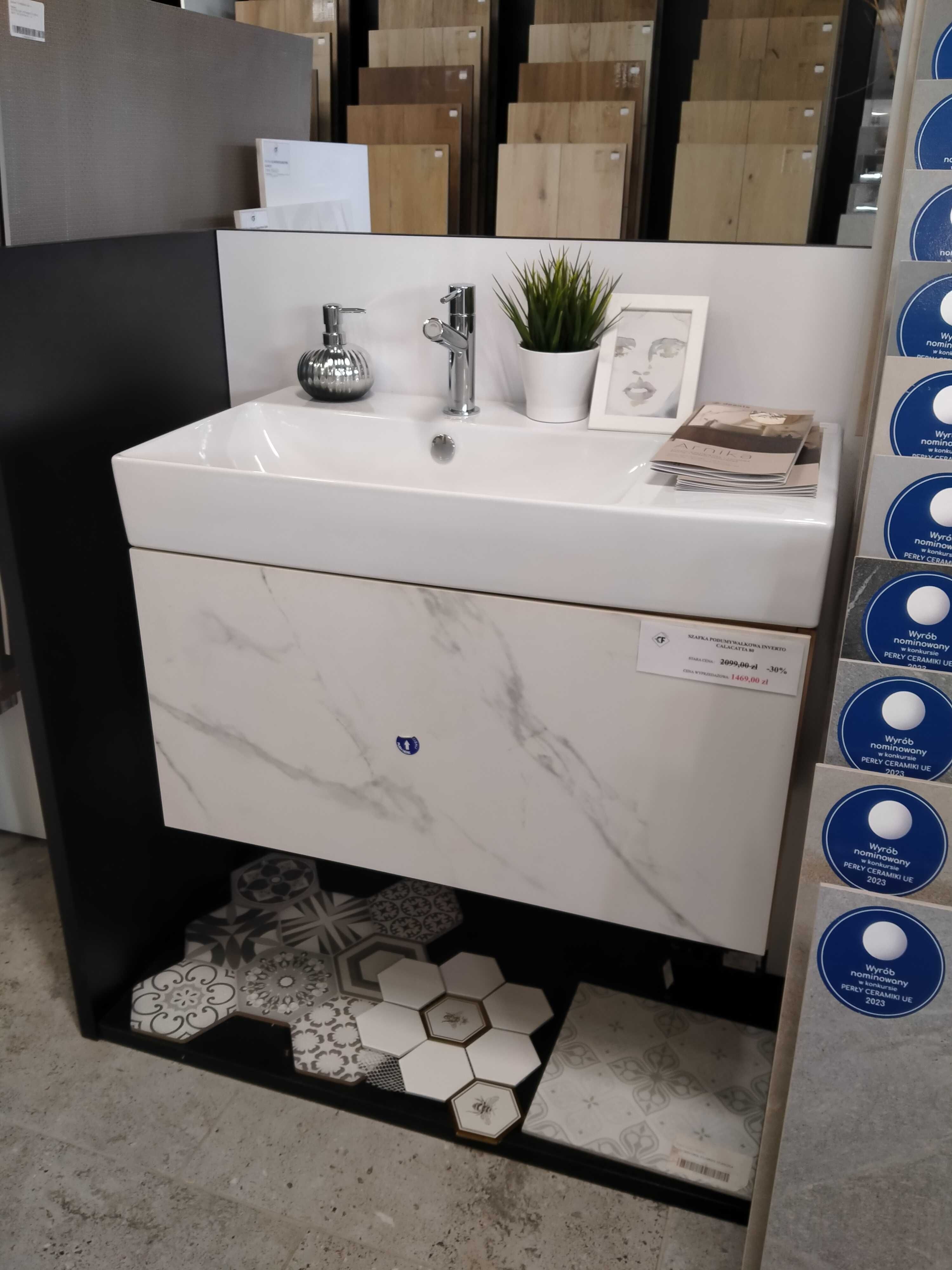 Szafka łazienkowa 80 cm Inverto z umywalką Inverto prawą