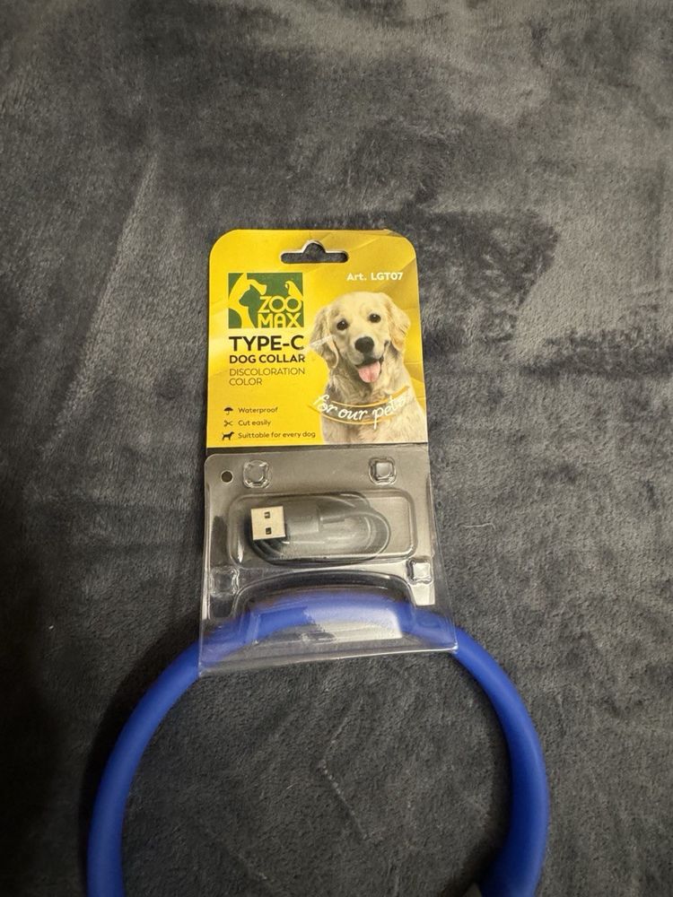 Ошейник для собак светящийся с USB размер M 55см/20мм ZooMax