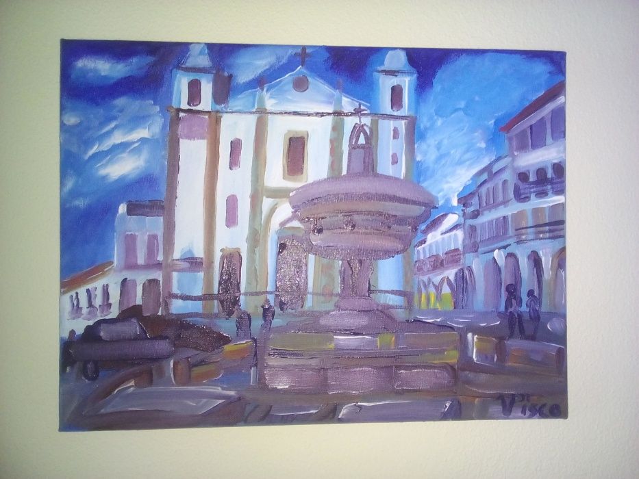 Quadro da Praça do Giraldo/ Évora III, acrilico sobre tela, 2020