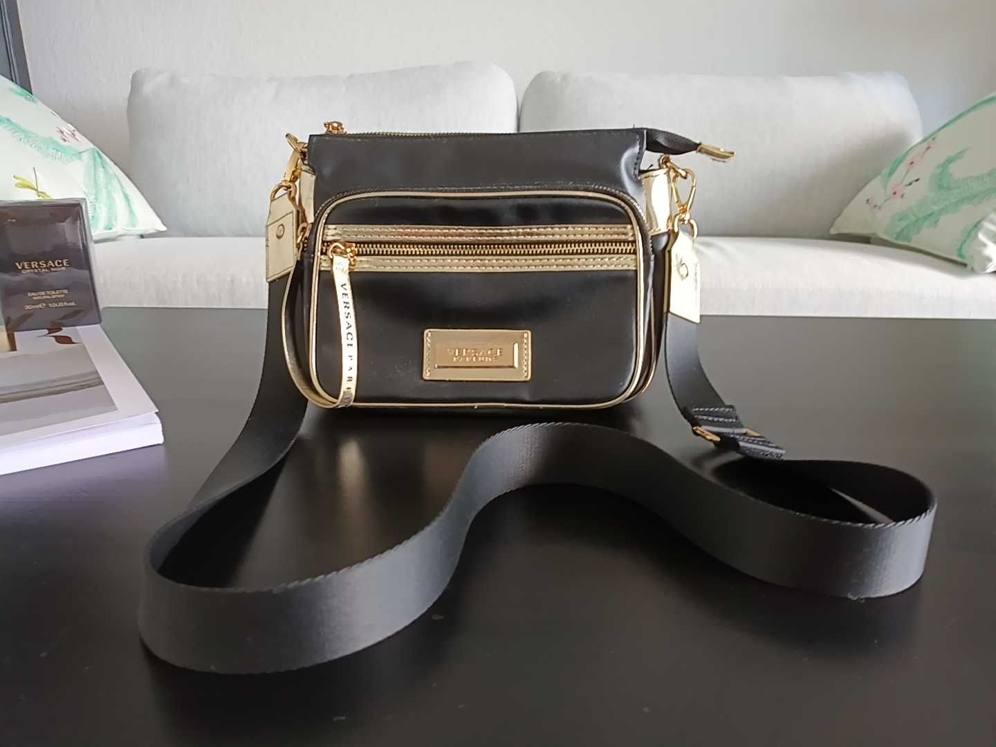 Женская черно-золотая сумочка через плечо Versace Parfums.0RIGINAL.NEW